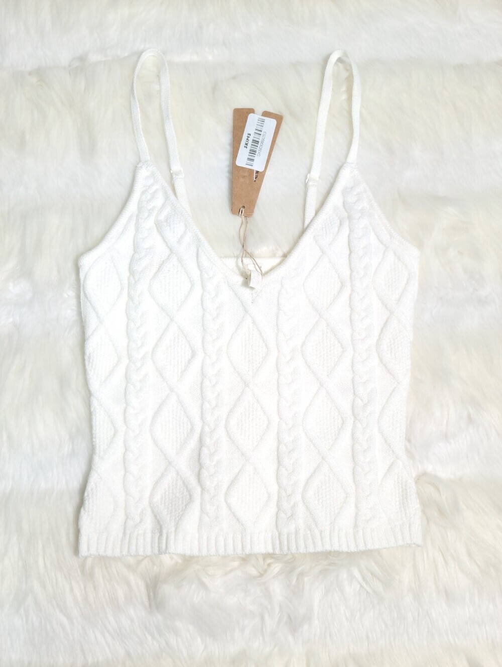SKIMS Snow Bunny Shop Cableknit Tank White Ivory XXS NEW